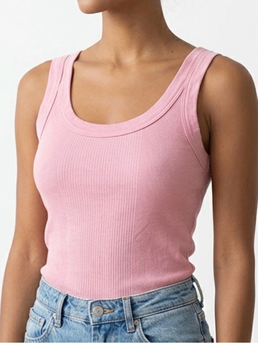 MASSIMO Women’s Scoop Neck Ribbed Tank Top - Pink. SZ L